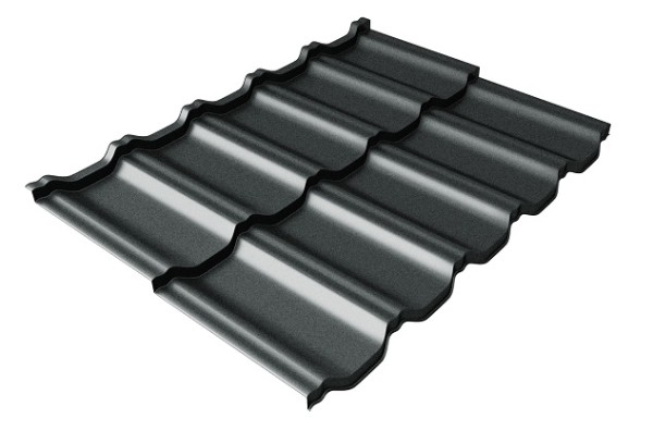 Металлочерепица модульная Квинта Uno Grand Line c 3D резом 0,5 GreenСoat Pural Matt RR2Н3 (RAL 7016 антрацитово-серый) купить в Санкт-Петербурге