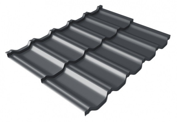 Металлочерепица модульная Квинта Uno Grand Line c 3D резом 0,5 Satin Мatt RAL 7024 мокрый асфальт купить в Санкт-Петербурге