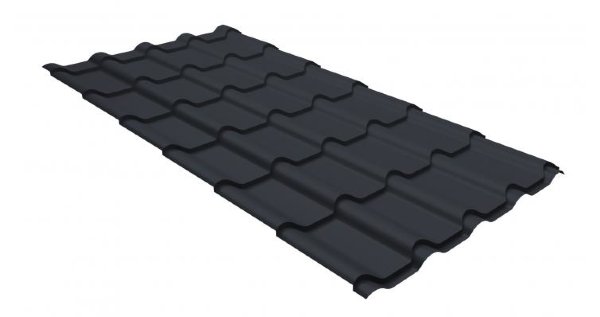 Металлочерепица камея GL 0,5 GreenCoat Pural RR 23 темно-серый (RAL 7024 мокрый асфальт) купить в Санкт-Петербурге