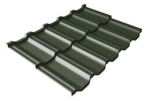 Металлочерепица модульная Квинта Uno Grand Line c 3D резом 0,5 GreenСoat Pural RR 11 темно-зеленый (RAL 6020 хромовая зелень) купить в Санкт-Петербурге