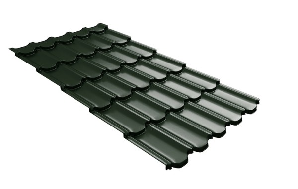 Металлочерепица квинта плюс с 3D резом 0,5 GreenСoat Pural Matt RR 11 темно-зеленый (RAL 6020 хромовая зелень) купить в Санкт-Петербурге