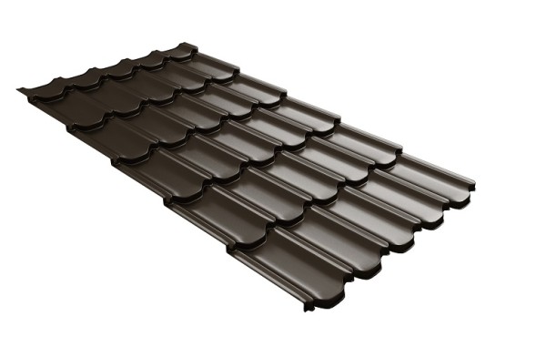 Металлочерепица квинта плюс с 3D резом 0,5 GreenСoat Pural Matt RR 32 темно-коричневый (RAL 8019 серо-коричневый) купить в Санкт-Петербурге