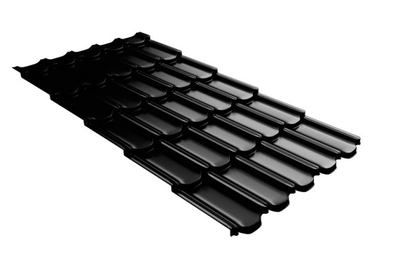 Металлочерепица квинта плюс с 3D резом 0,5 GreenСoat Pural Matt RR 33 черный (RAL 9005 черный) купить в Санкт-Петербурге