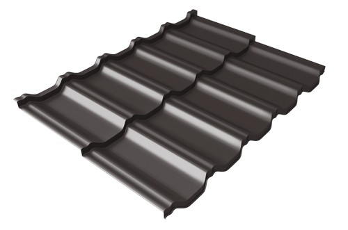 Металлочерепица модульная Квинта Uno Grand Line c 3D резом 0,5 GreenСoat Pural RR 32 темно-коричневый (RAL 8019 серо-коричневый) купить в Санкт-Петербурге