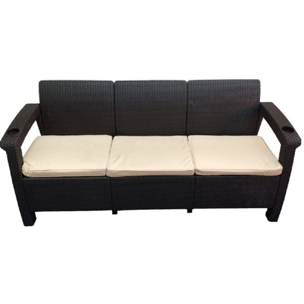 Трёхместный диван  Yalta Sofa 3 Seat венге купить в Санкт-Петербурге