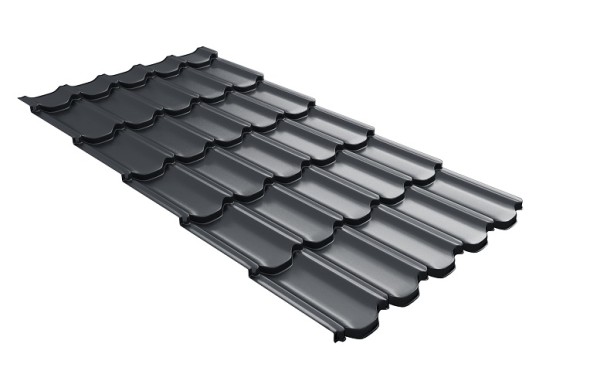 Металлочерепица квинта плюс с 3D резом 0,5 Quarzit lite RAL 7024 мокрый асфальт купить в Санкт-Петербурге