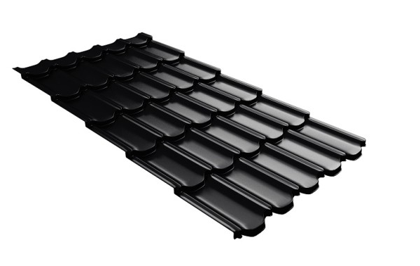 Металлочерепица квинта плюс с 3D резом 0,5 Quarzit lite RAL 9005 черный купить в Санкт-Петербурге