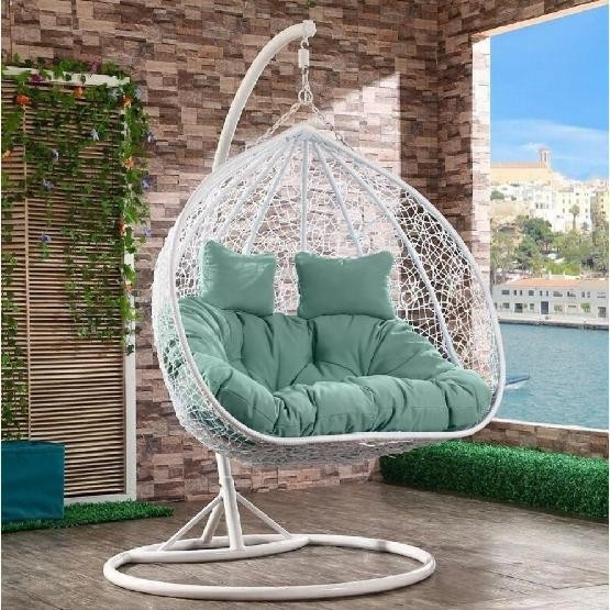 Кресло Подвесное из искусственного ротанга AFM-109A White/Green купить в Санкт-Петербурге