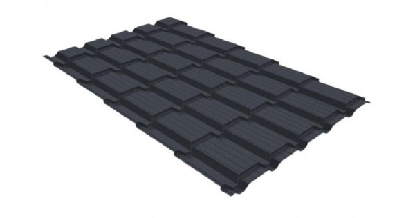 Металлочерепица GL квадро профи 0,5 GreenCoat Pural RR 23 темно-серый (RAL 7024) мокрый асфальт купить в Санкт-Петербурге