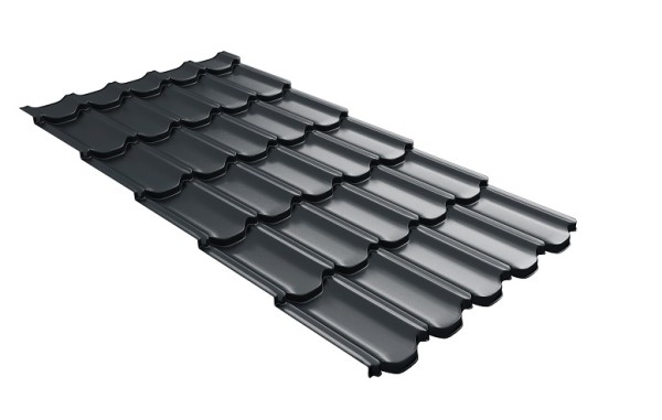Металлочерепица квинта плюс с 3D резом 0,5 Satin RAL 7016 антрацитово-серый купить в Санкт-Петербурге
