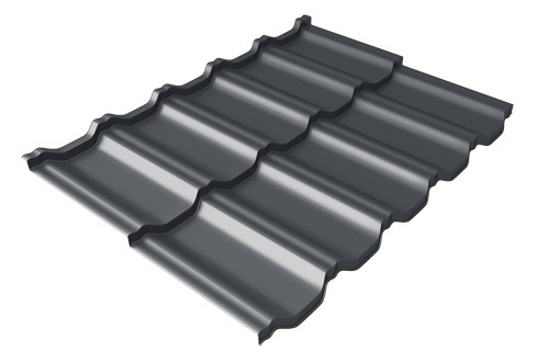 Металлочерепица модульная Квинта Uno Grand Line c 3D резом 0,45 Drap RAL 7024 мокрый асфальт купить в Санкт-Петербурге