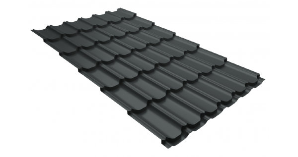 Металлочерепица квинта плюс 0,5 GreenCoat Pural Matt RR 23 темно-серый (RAL 7024 мокрый асфальт) купить в Санкт-Петербурге